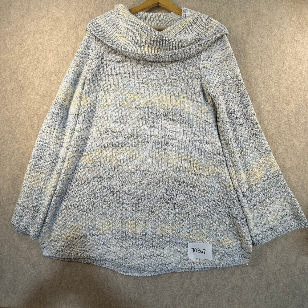 Style & Co Womens Cowl Neck Marled Knit Sweater Blue Yellow White‎ Size S